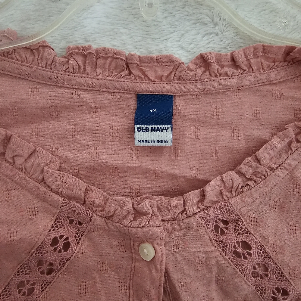 Old Navy Pink Cotton Blouse Sz 4X - Picture 4 of 4